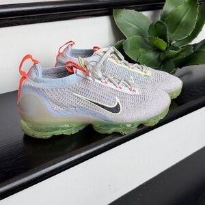 Nike Air VaporMax 2021 Flyknit Light Bone Lime Ice Running Sneakers Size 9